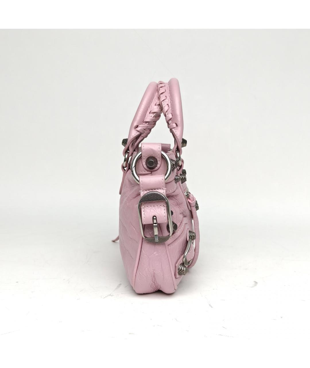 BALENCIAGA Розовая кожаная сумка с короткими ручками, фото 4