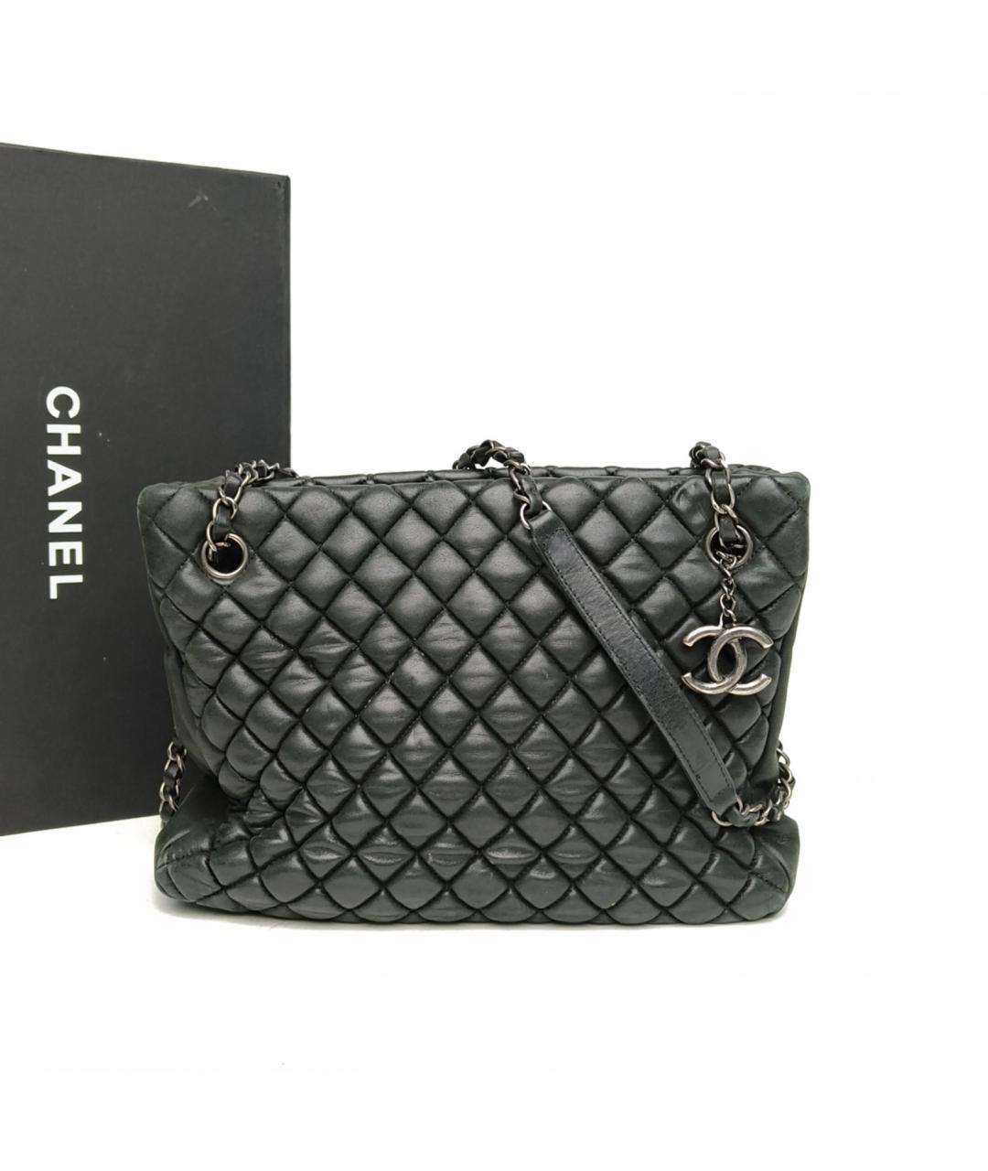 CHANEL Хаки кожаная сумка с короткими ручками, фото 9