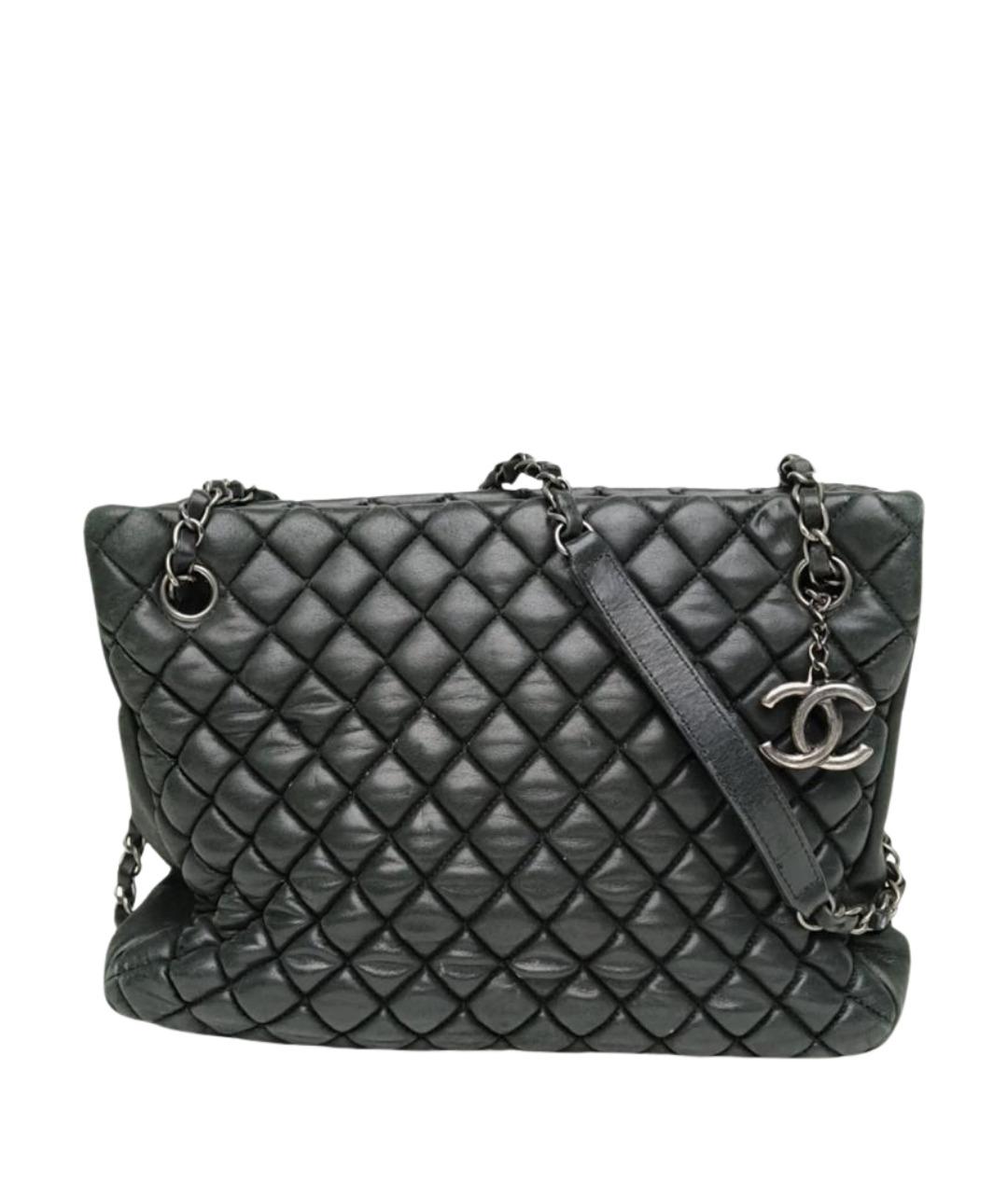 CHANEL Хаки кожаная сумка с короткими ручками, фото 1