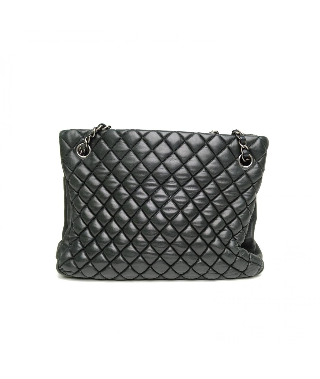 CHANEL Хаки кожаная сумка с короткими ручками, фото 4