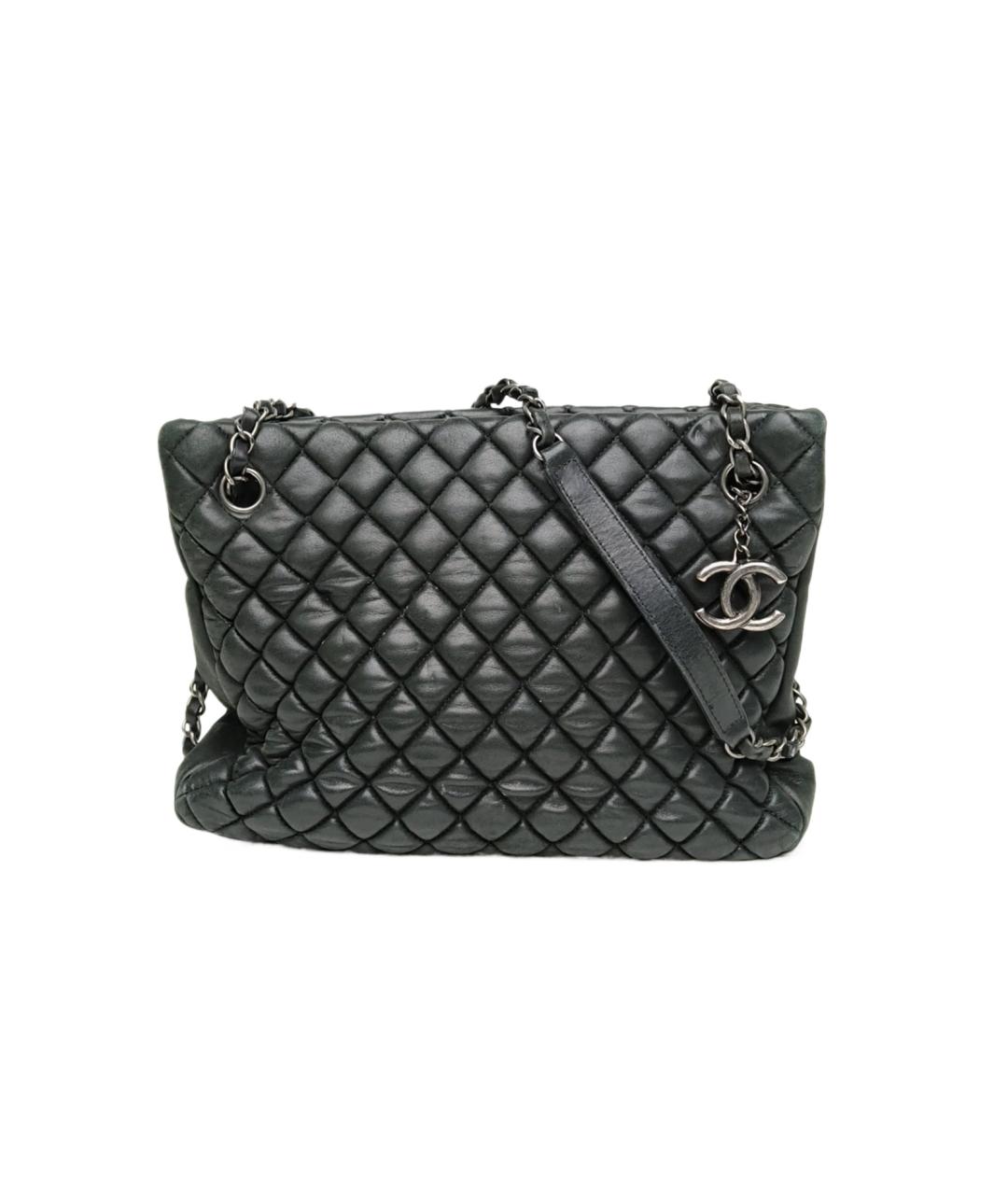 CHANEL Хаки кожаная сумка с короткими ручками, фото 10