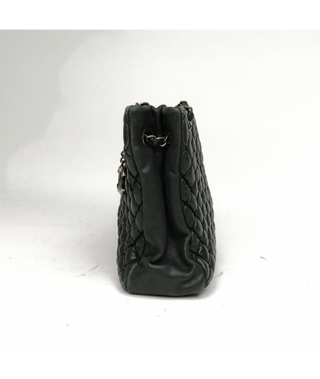 CHANEL Хаки кожаная сумка с короткими ручками, фото 3