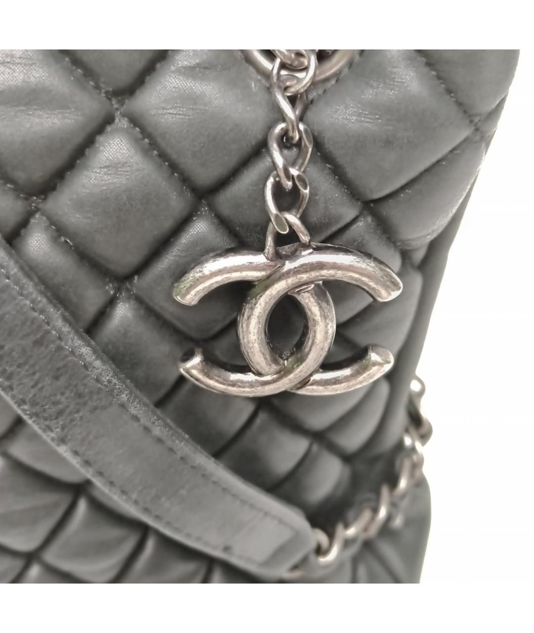 CHANEL Хаки кожаная сумка с короткими ручками, фото 7