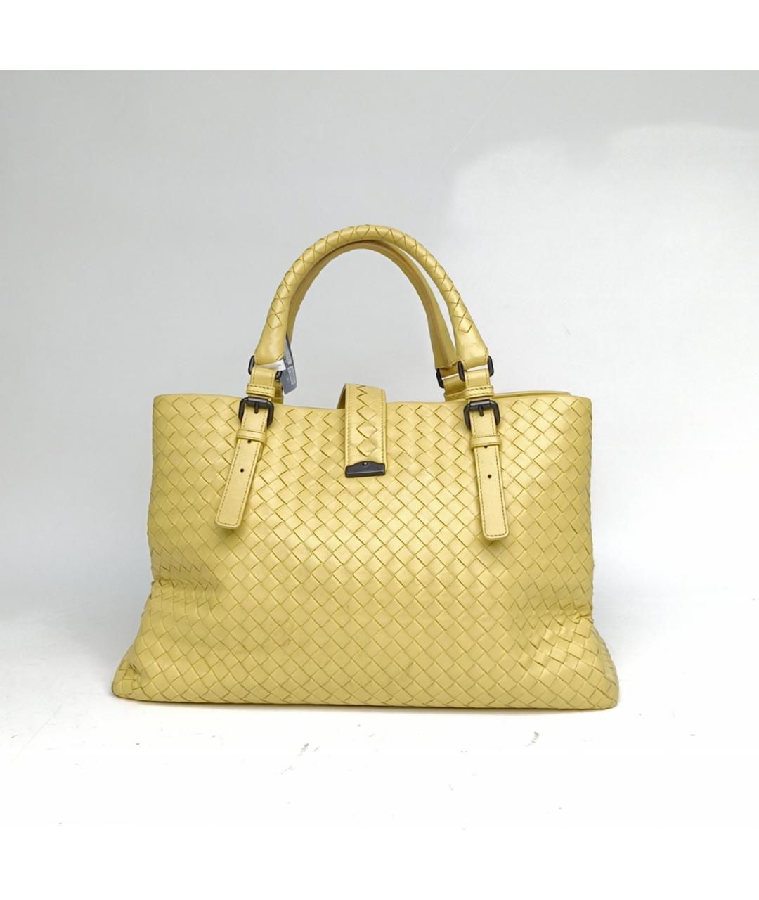 BOTTEGA VENETA Желтая кожаная сумка с короткими ручками, фото 4