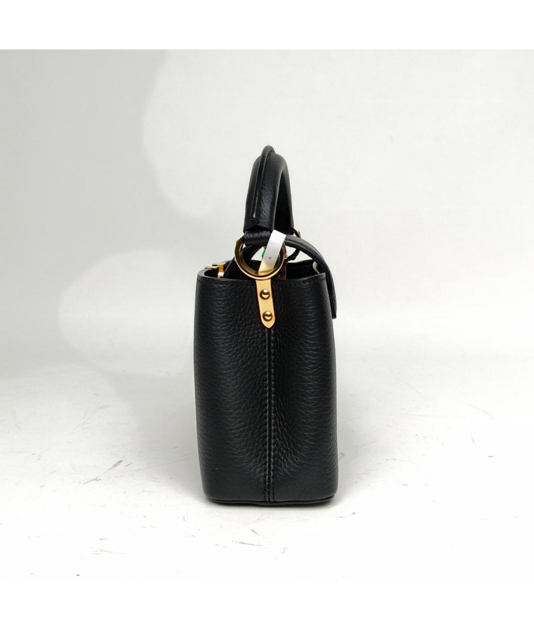 LOUIS VUITTON Черная кожаная сумка с короткими ручками, фото 3