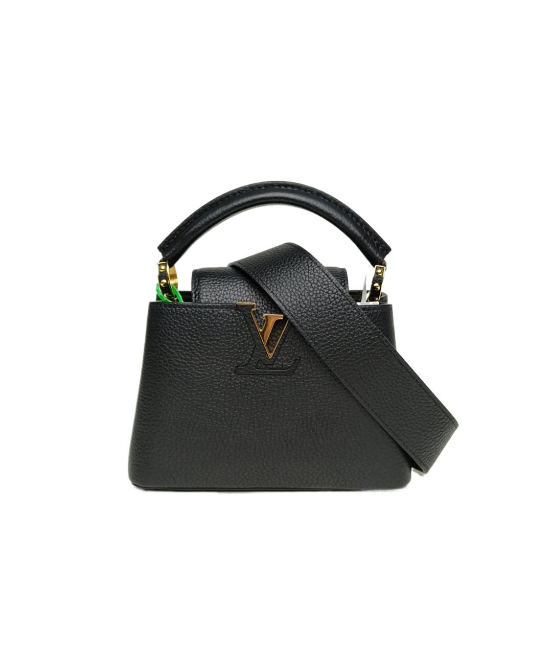 LOUIS VUITTON Черная кожаная сумка с короткими ручками, фото 1