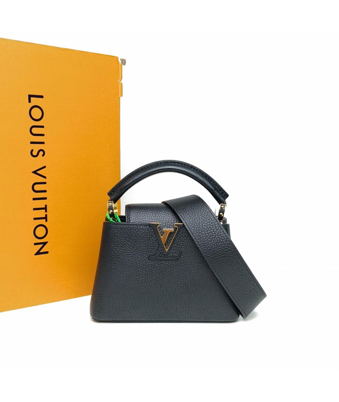 LOUIS VUITTON Черная кожаная сумка с короткими ручками, фото 9