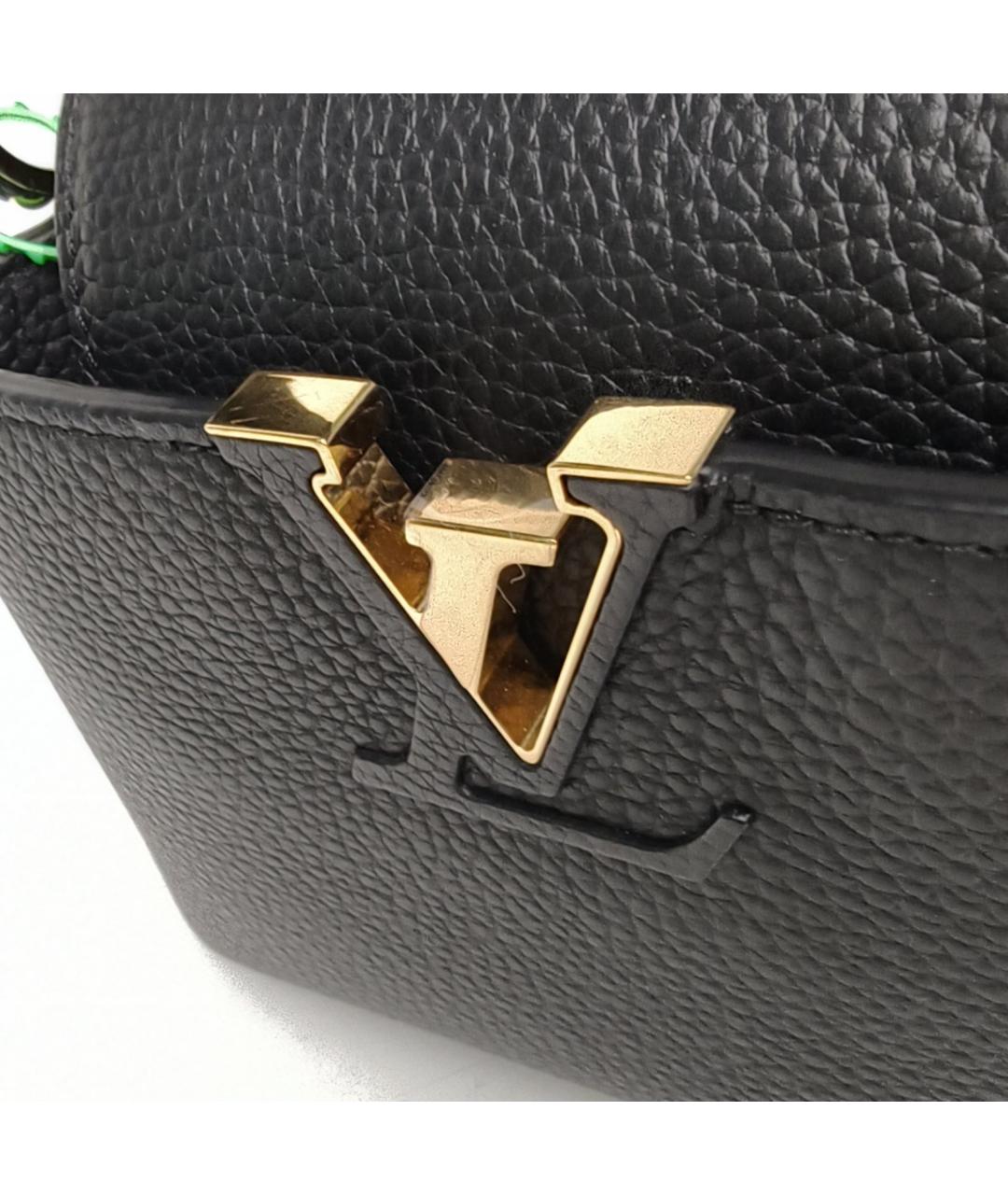 LOUIS VUITTON Черная кожаная сумка с короткими ручками, фото 7