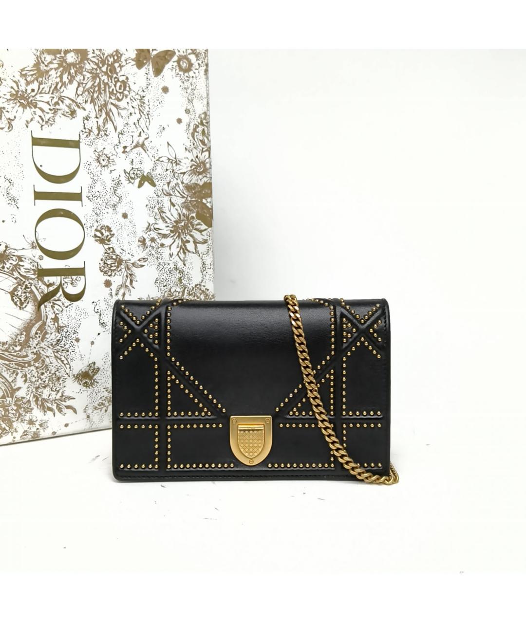 CHRISTIAN DIOR Черная кожаная сумка через плечо, фото 9