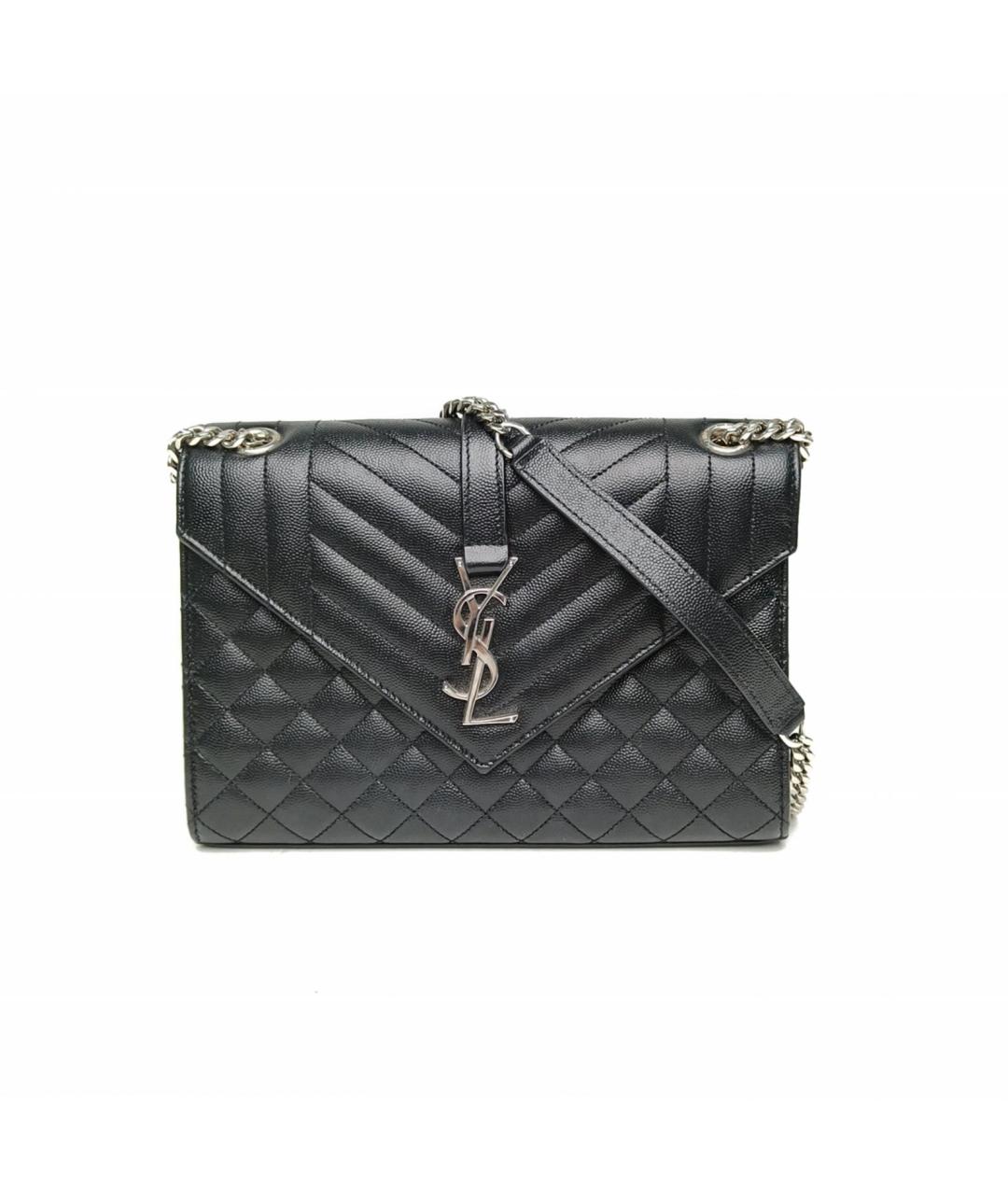 SAINT LAURENT Черная кожаная сумка через плечо, фото 2