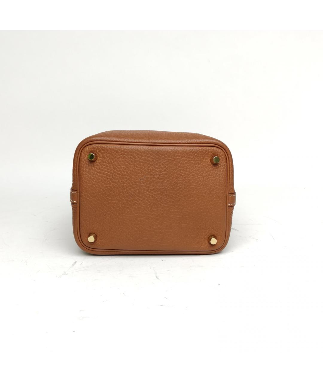 HERMES Коричневая кожаная сумка с короткими ручками, фото 6