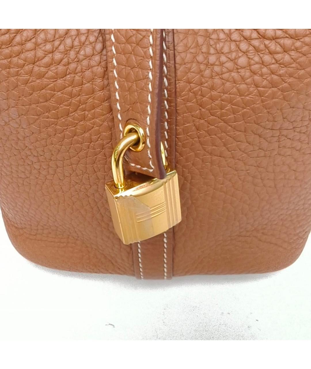 HERMES Коричневая кожаная сумка с короткими ручками, фото 7