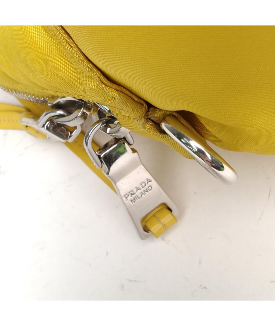 PRADA Желтая тканевая сумка с короткими ручками, фото 7