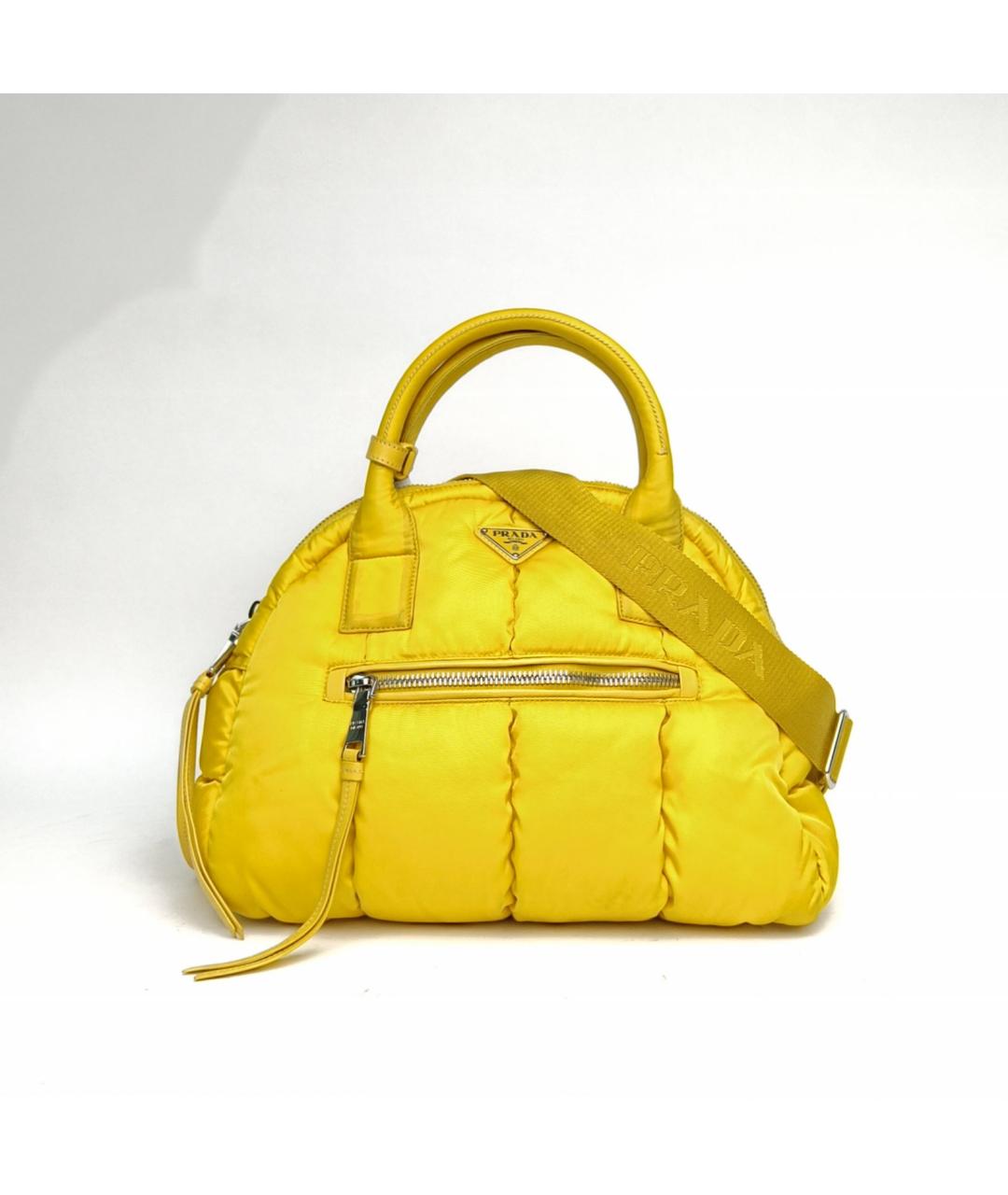PRADA Желтая тканевая сумка с короткими ручками, фото 2