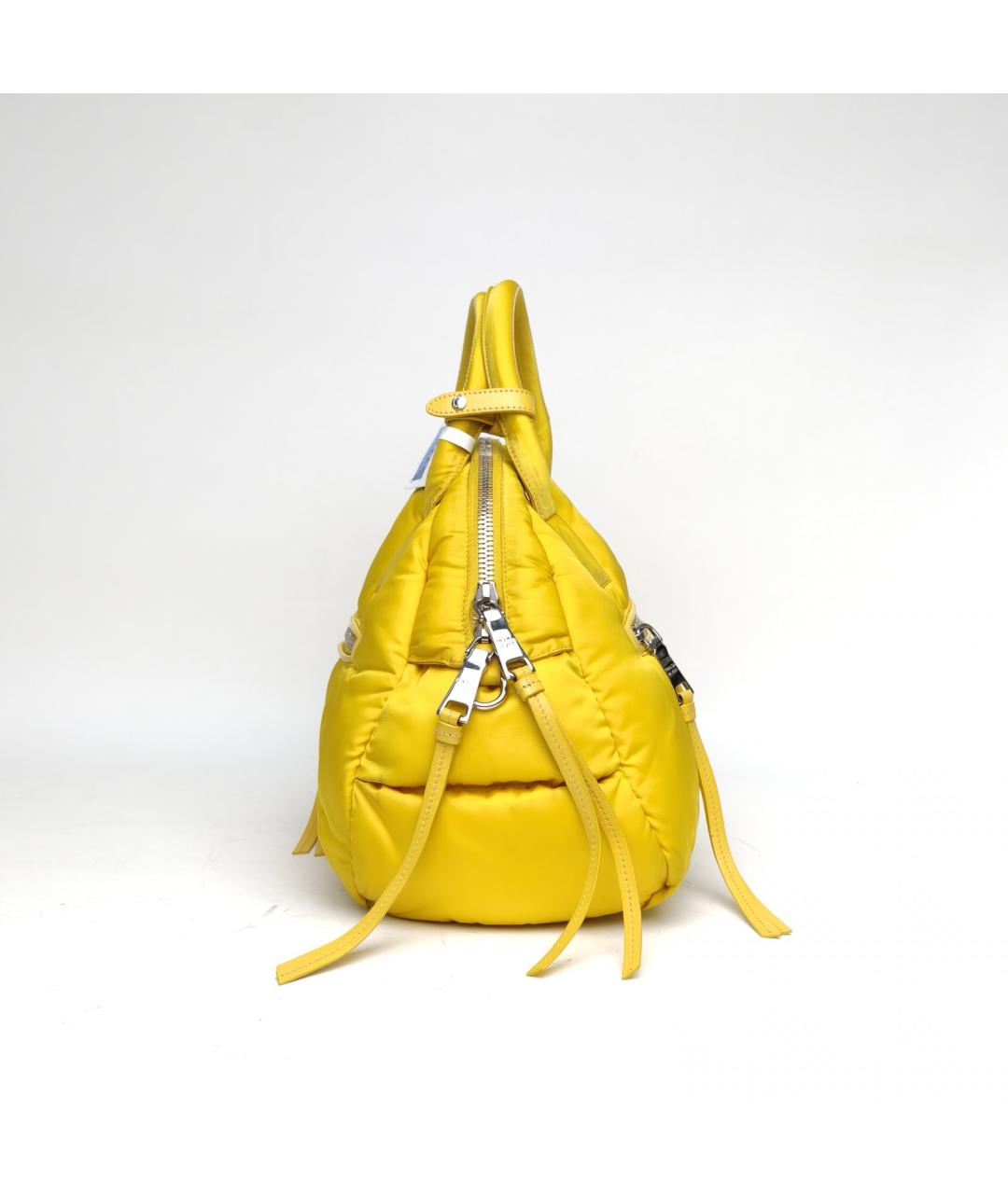 PRADA Желтая тканевая сумка с короткими ручками, фото 5