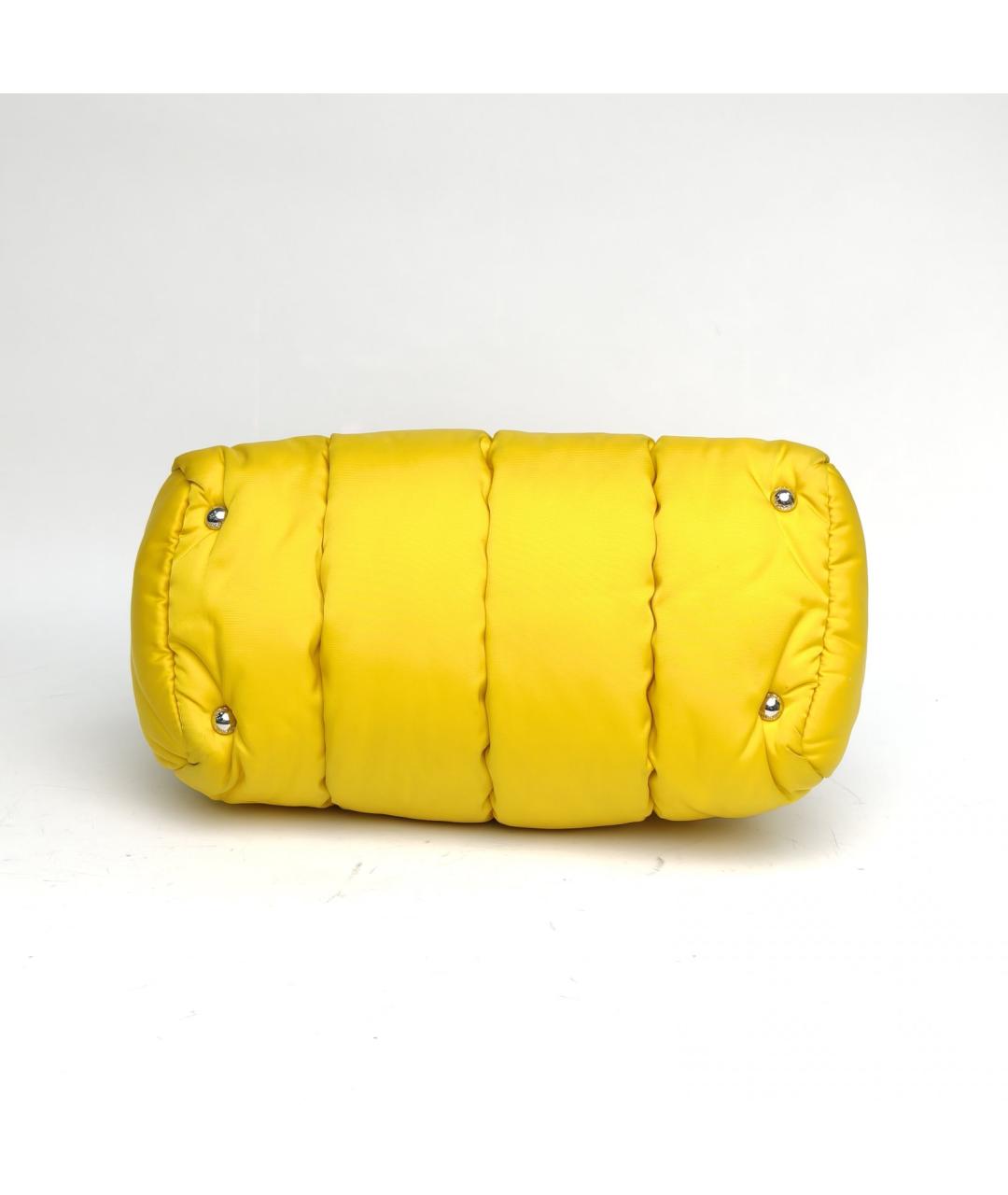 PRADA Желтая тканевая сумка с короткими ручками, фото 6