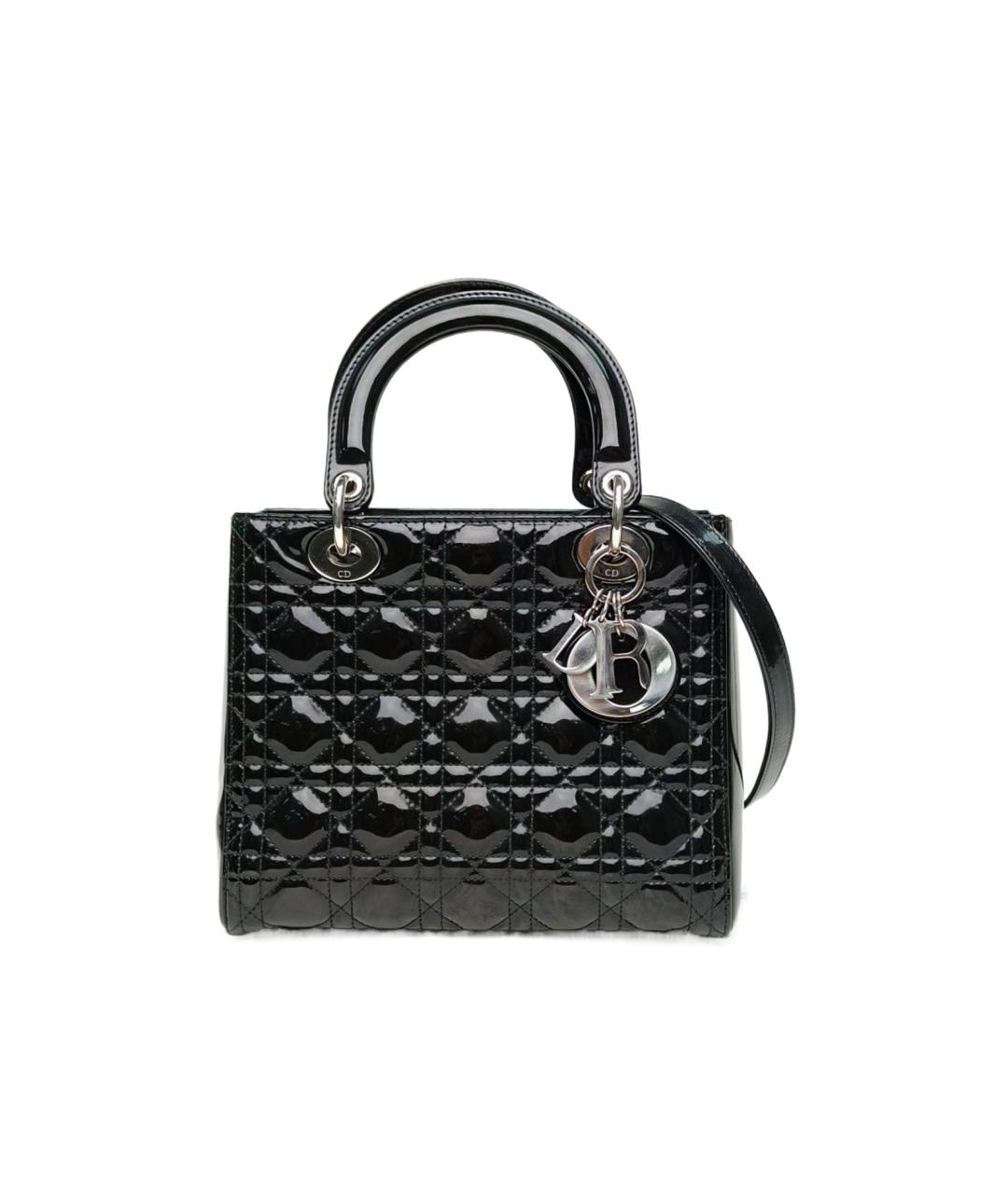 CHRISTIAN DIOR Черная сумка с короткими ручками из лакированной кожи, фото 10