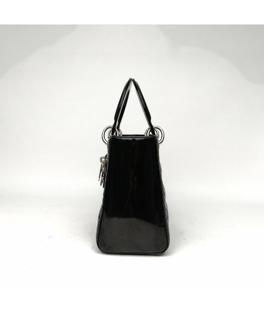 CHRISTIAN DIOR Черная сумка с короткими ручками из лакированной кожи, фото 3