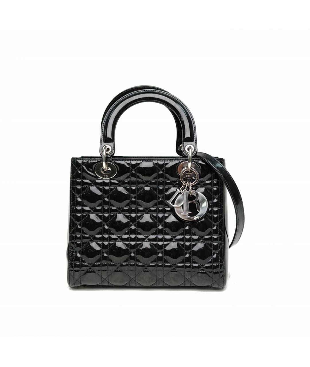 CHRISTIAN DIOR Черная сумка с короткими ручками из лакированной кожи, фото 2