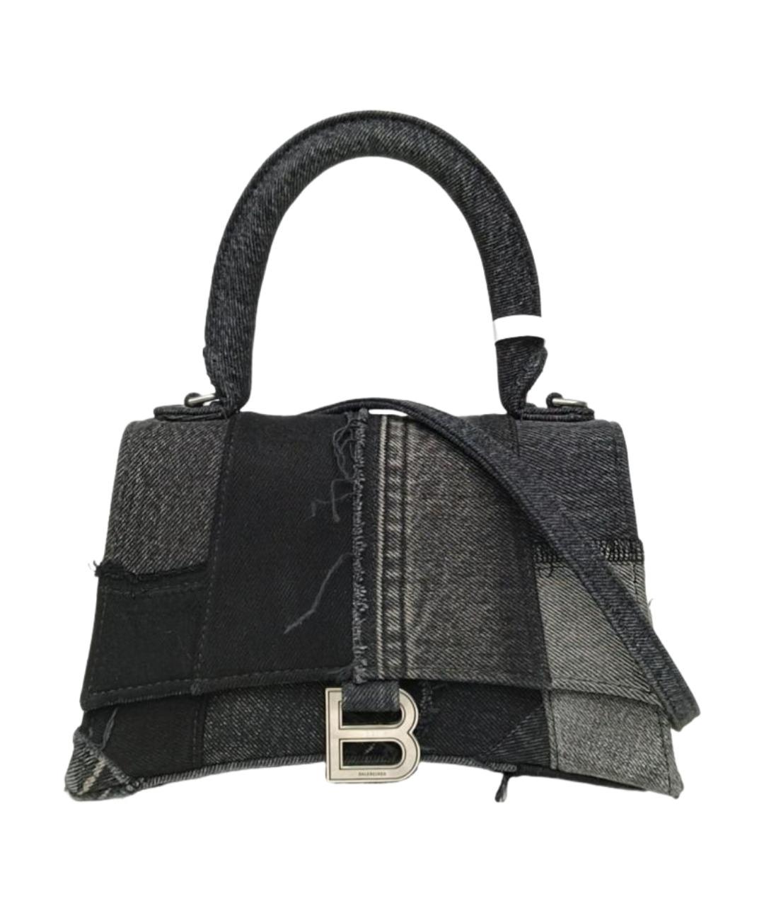 BALENCIAGA Черная деним сумка с короткими ручками, фото 1