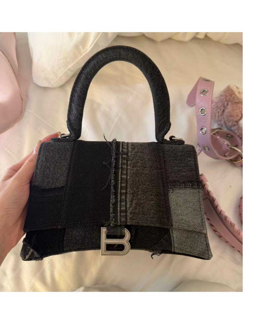 BALENCIAGA Черная деним сумка с короткими ручками, фото 7