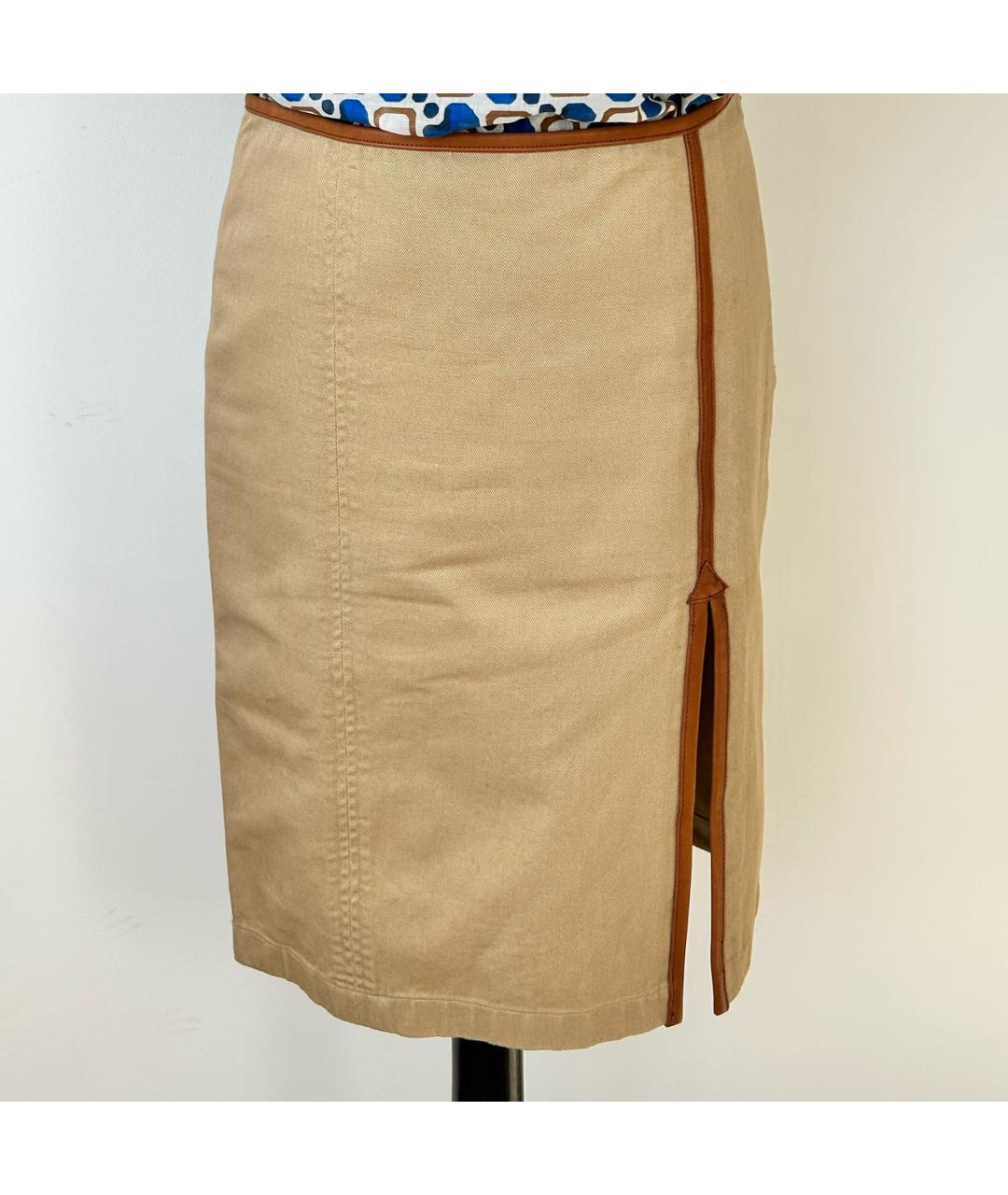 RALPH LAUREN Коричневая хлопковая юбка миди, фото 6