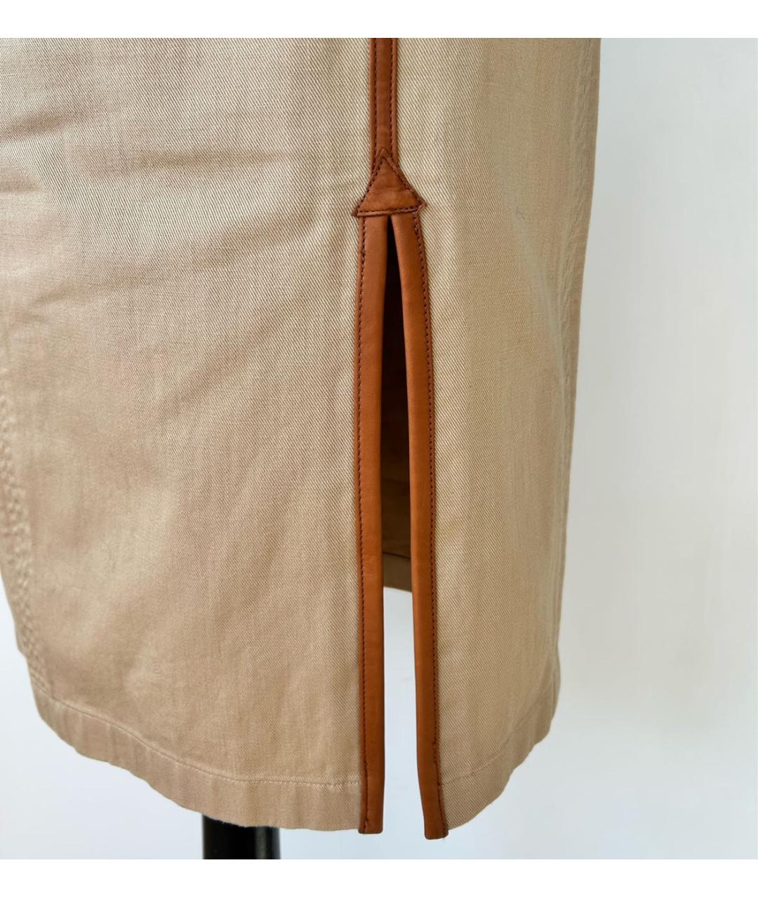 RALPH LAUREN Коричневая хлопковая юбка миди, фото 5