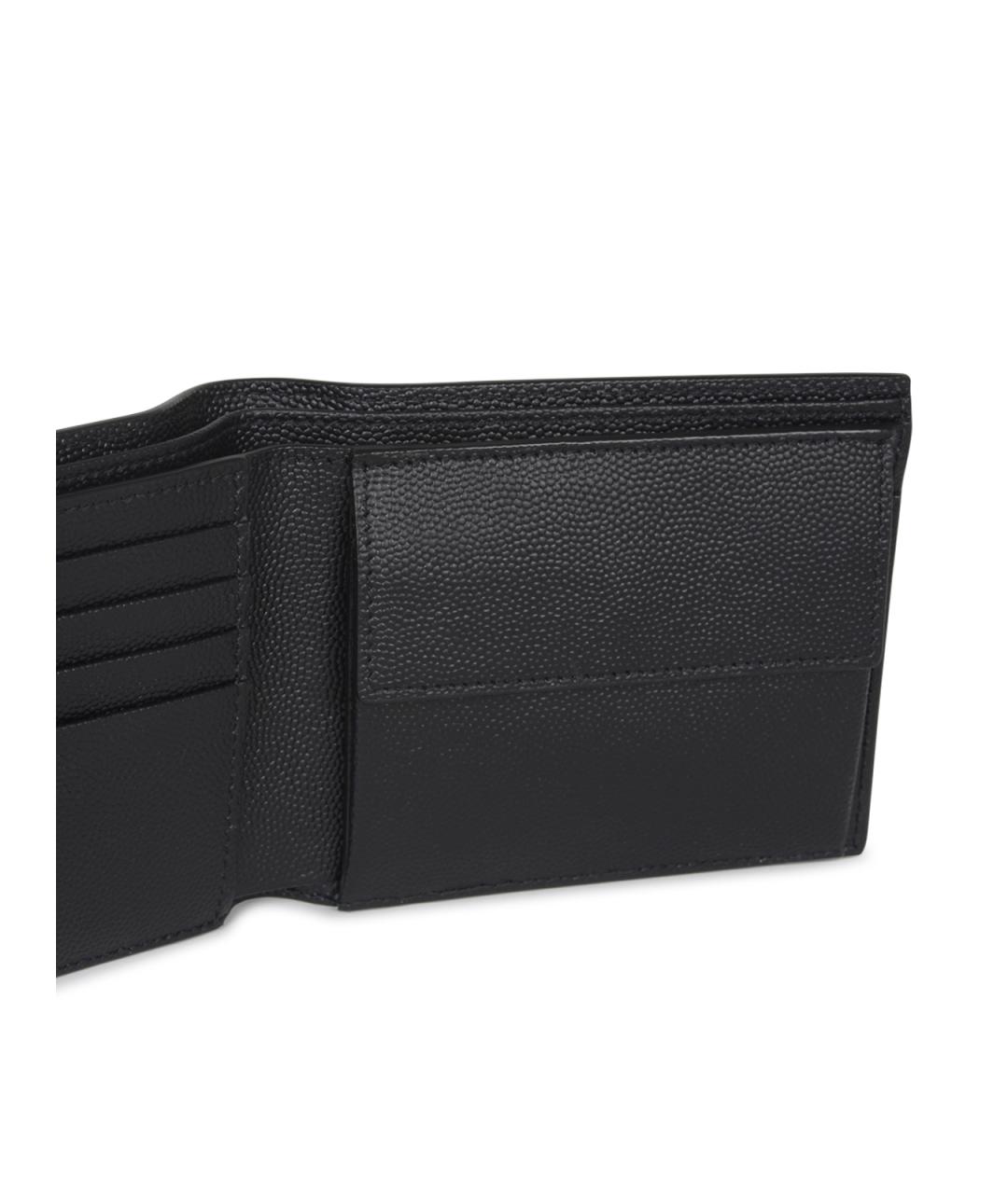 SAINT LAURENT Черный кожаный кошелек, фото 5