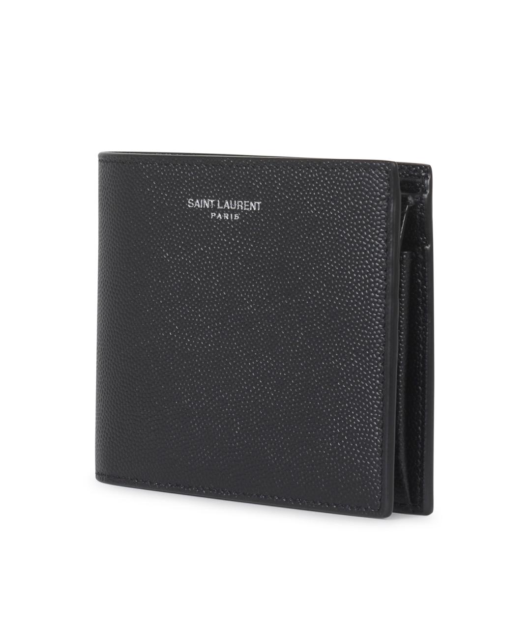 SAINT LAURENT Черный кожаный кошелек, фото 3