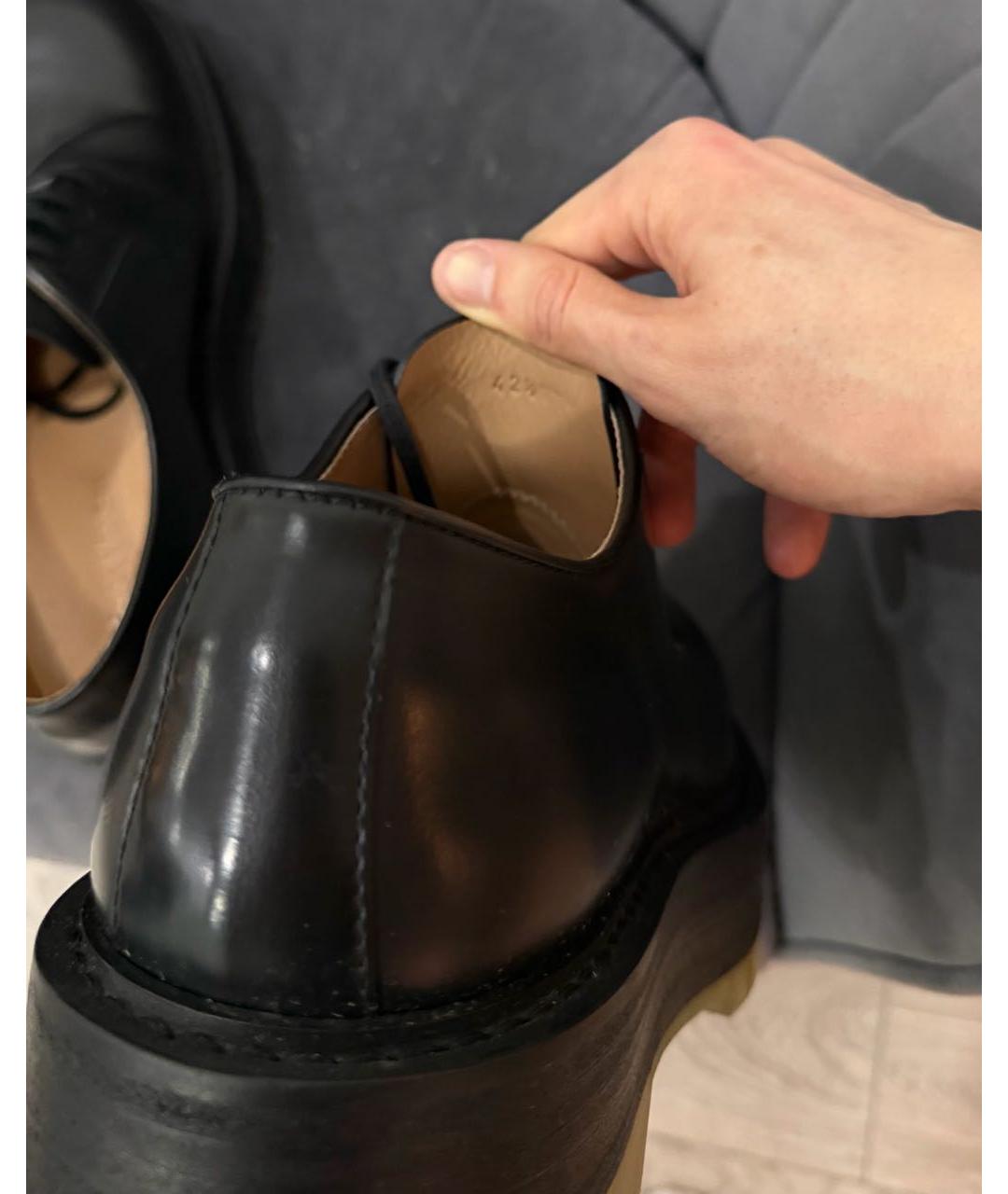BOTTEGA VENETA Черные кожаные низкие ботинки, фото 8