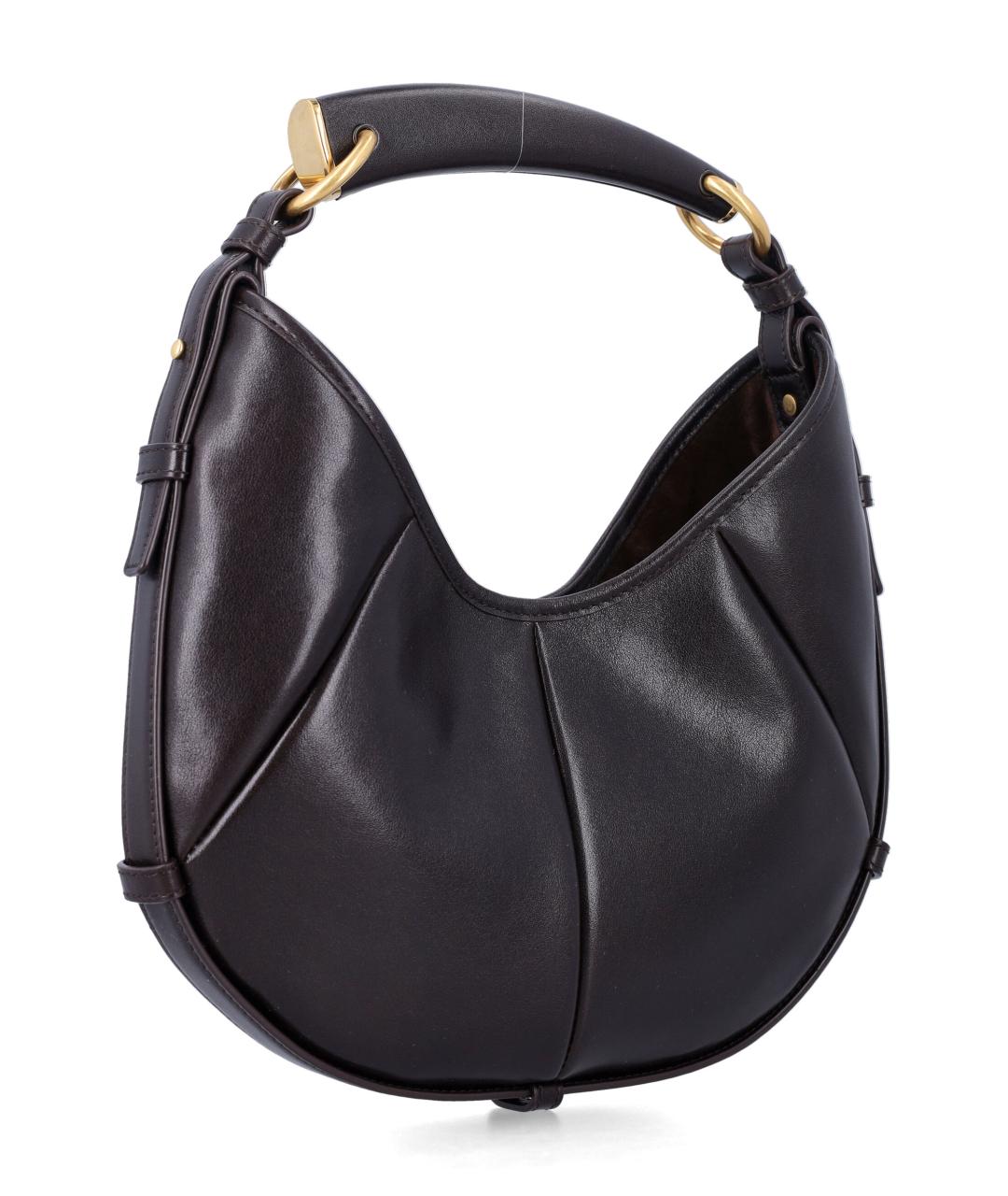 SAINT LAURENT Коричневая кожаная сумка с короткими ручками, фото 2