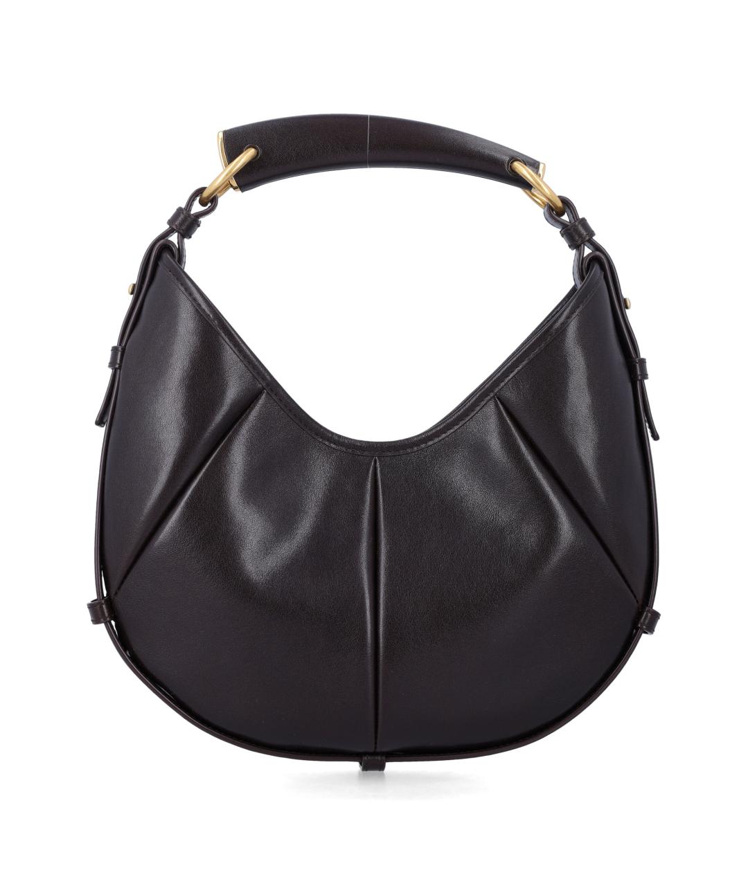 SAINT LAURENT Коричневая кожаная сумка с короткими ручками, фото 1