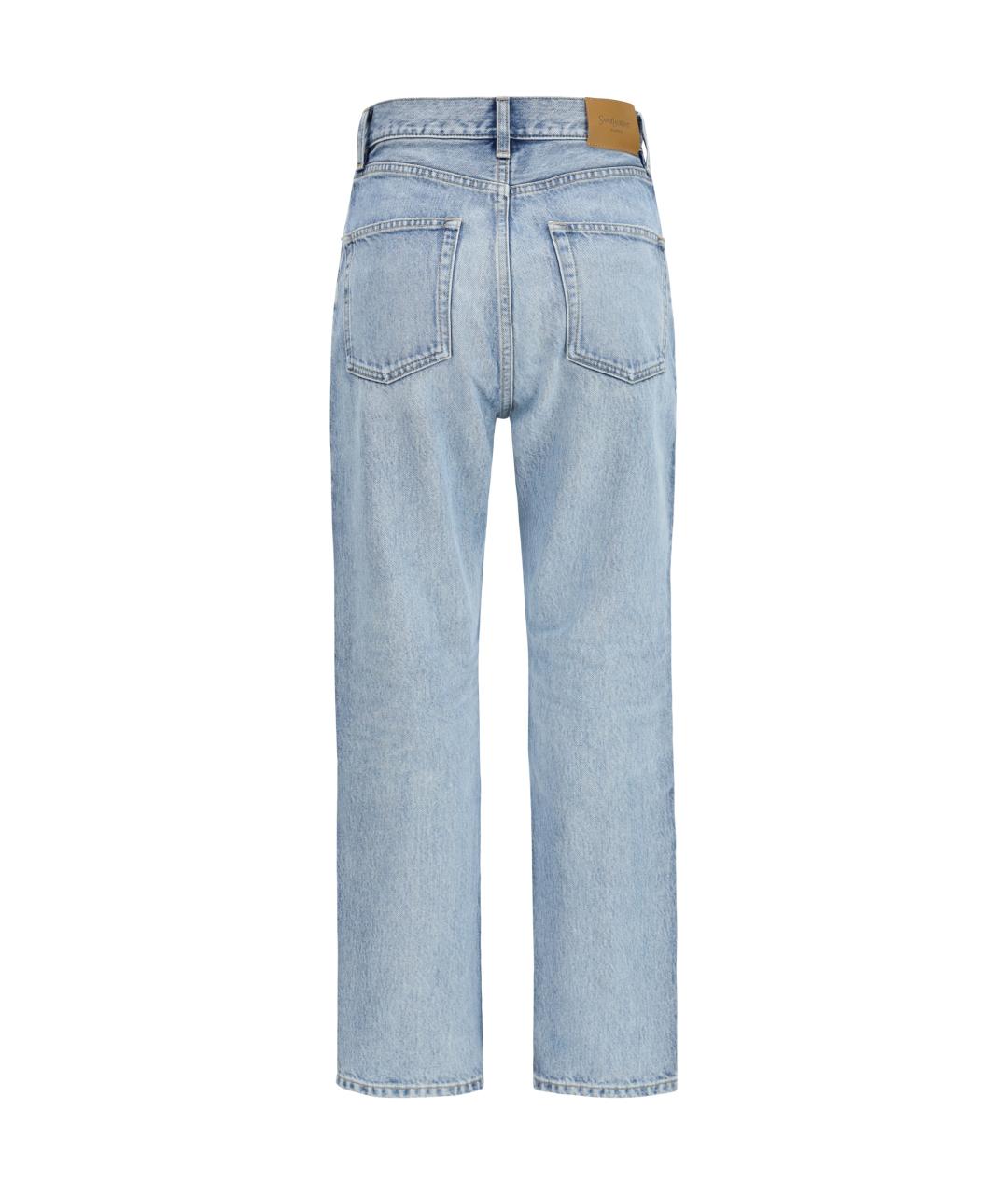 SAINT LAURENT Синие хлопковые прямые джинсы, фото 2