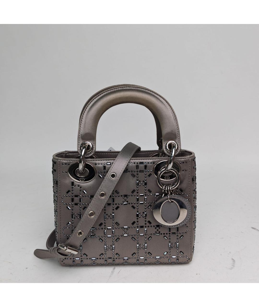 CHRISTIAN DIOR Серая тканевая сумка с короткими ручками, фото 2