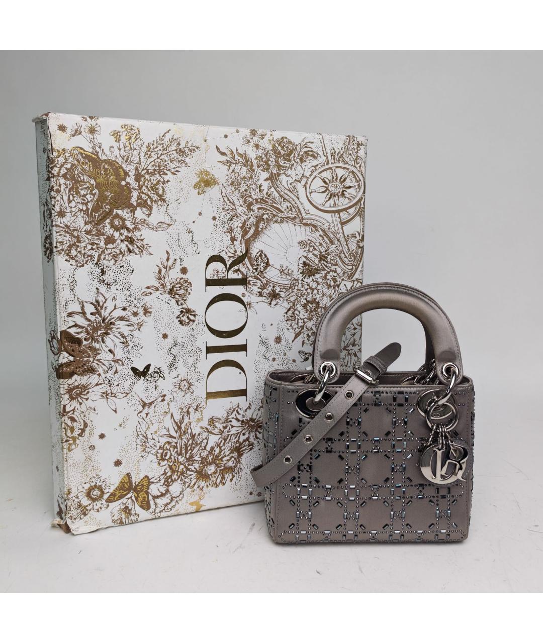CHRISTIAN DIOR Серая тканевая сумка с короткими ручками, фото 7