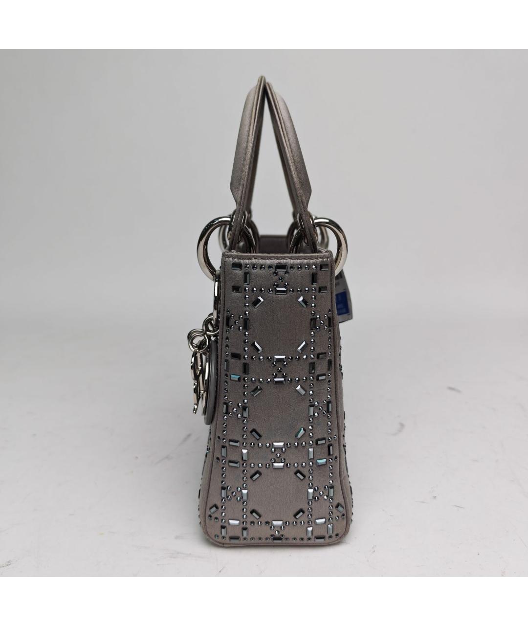 CHRISTIAN DIOR Серая тканевая сумка с короткими ручками, фото 4