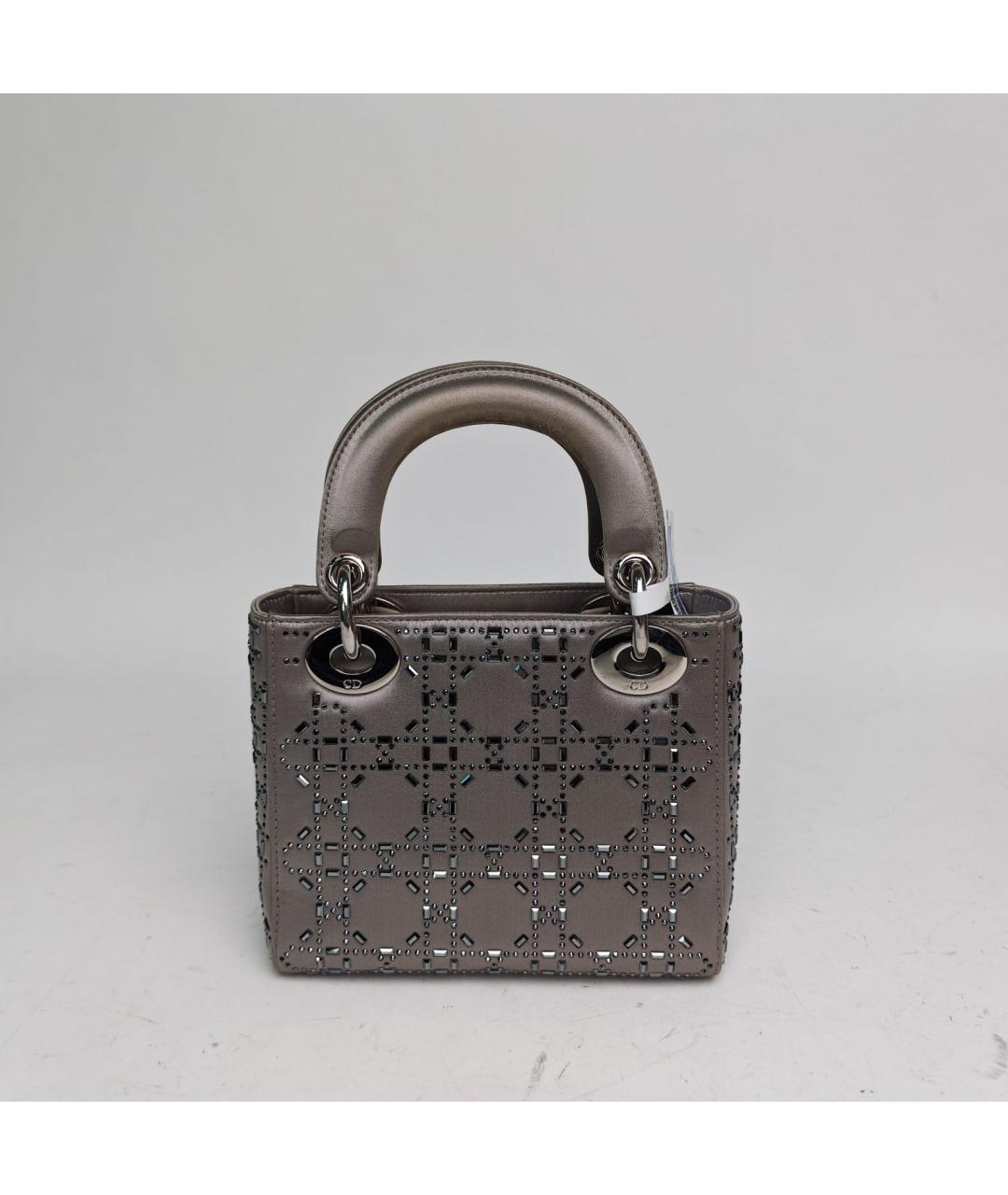 CHRISTIAN DIOR Серая тканевая сумка с короткими ручками, фото 3