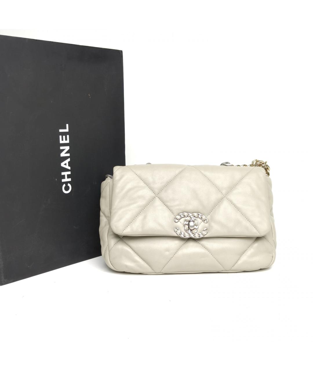 CHANEL Серая кожаная сумка через плечо, фото 7