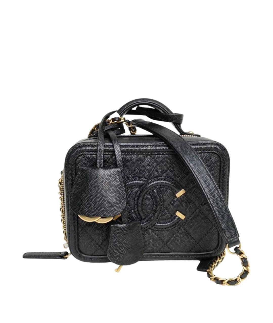 CHANEL Черная кожаная сумка с короткими ручками, фото 1