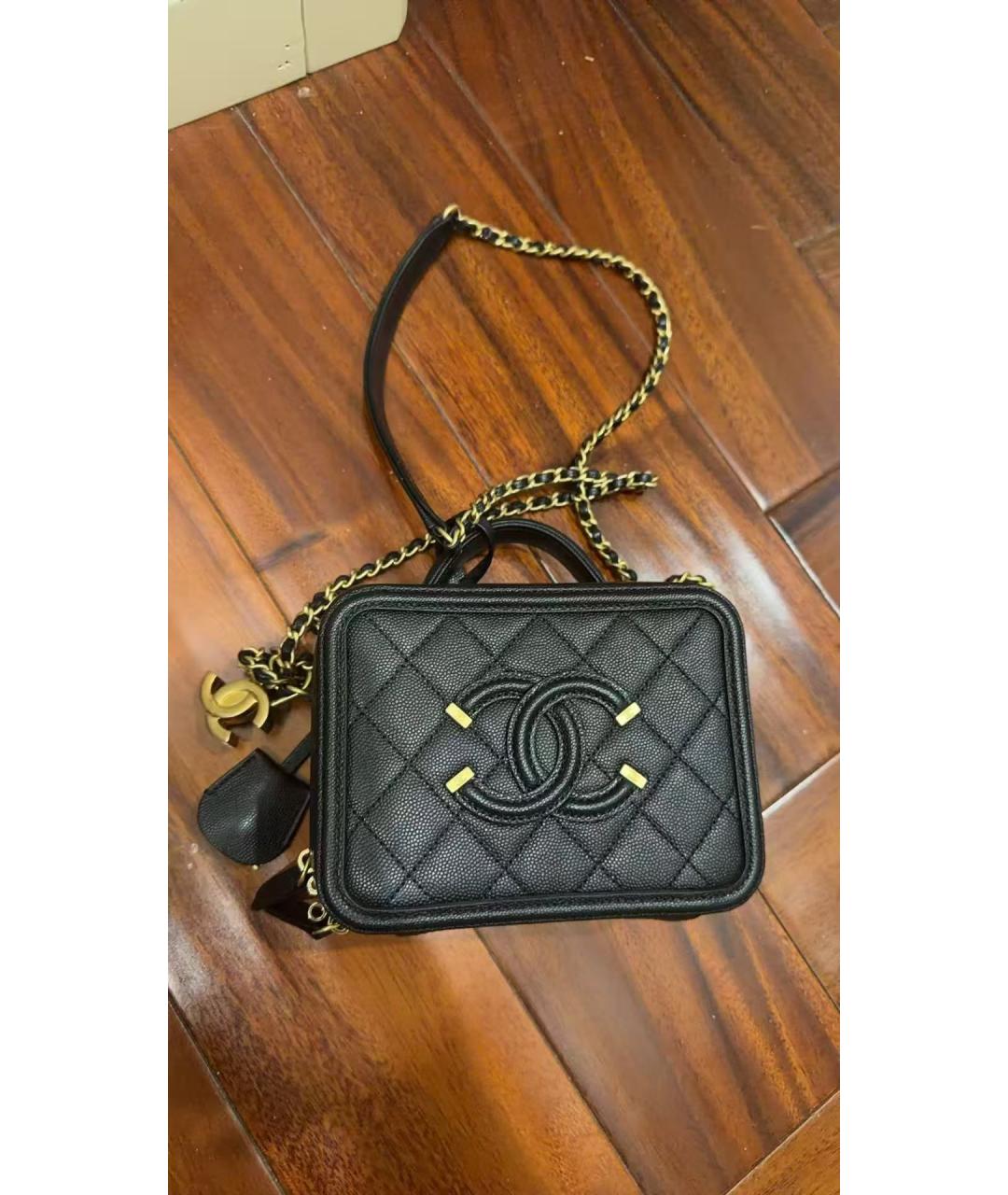 CHANEL Черная кожаная сумка с короткими ручками, фото 9