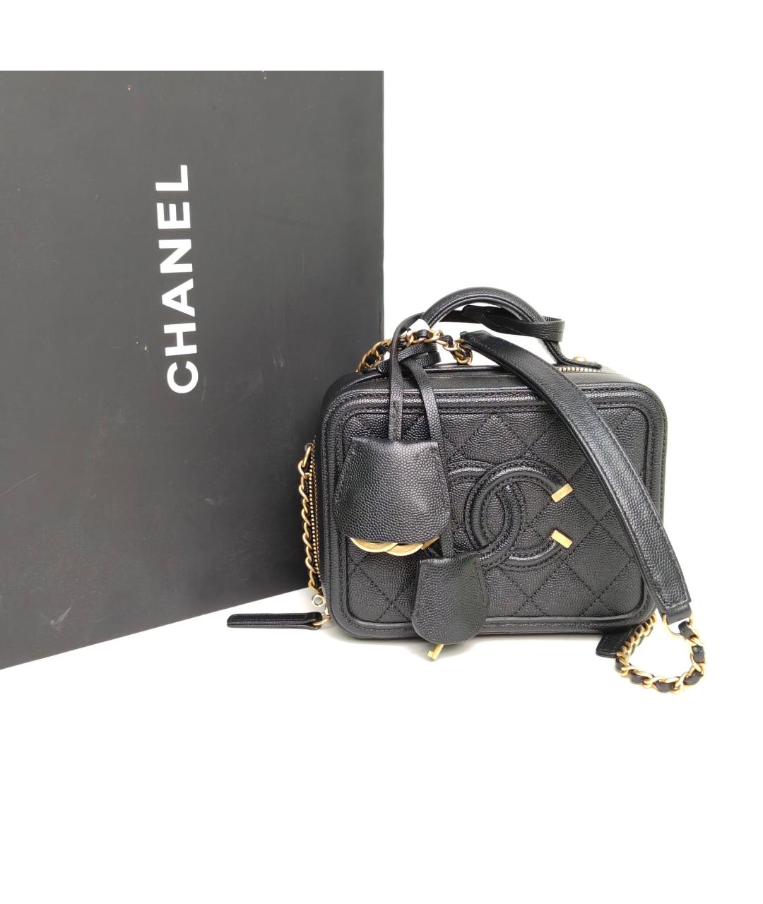 CHANEL Черная кожаная сумка с короткими ручками, фото 8