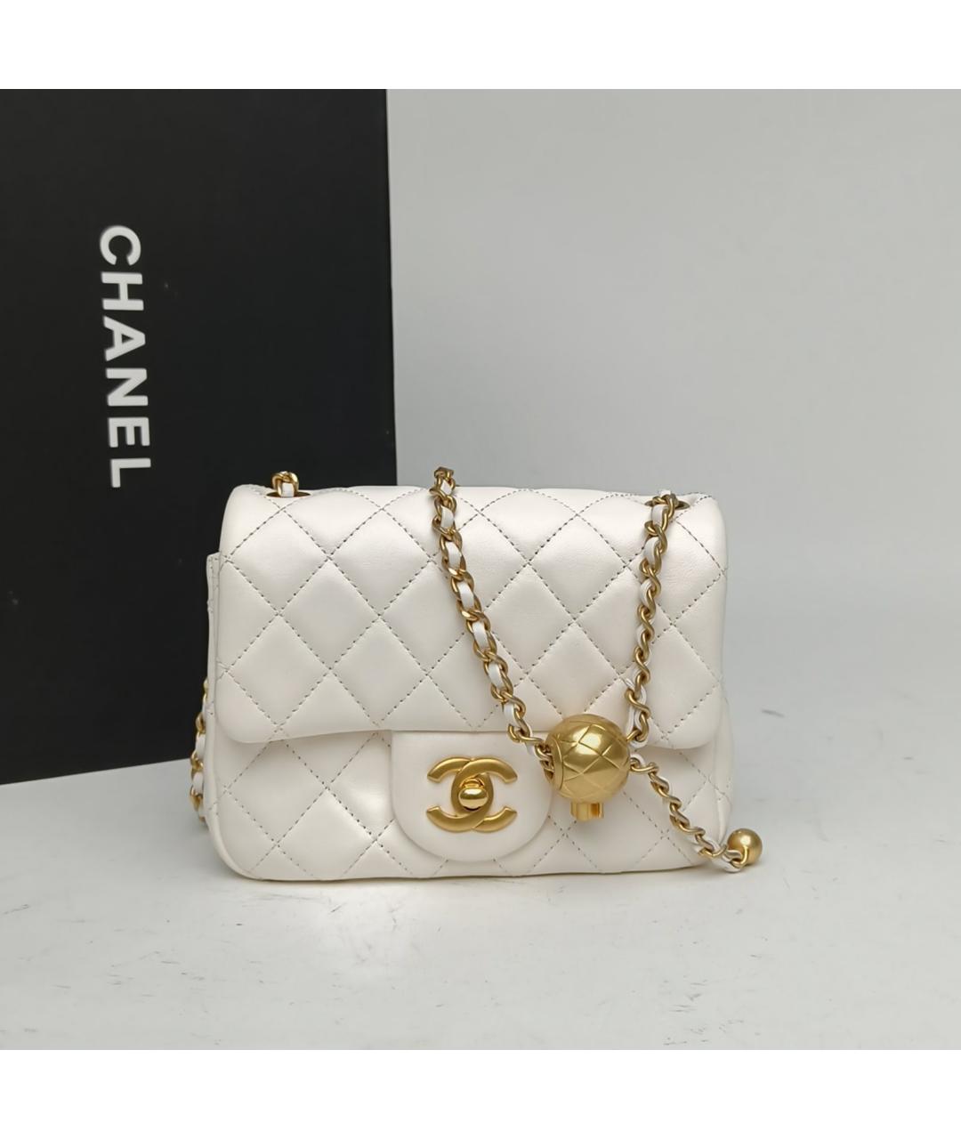 CHANEL Белая кожаная сумка через плечо, фото 9