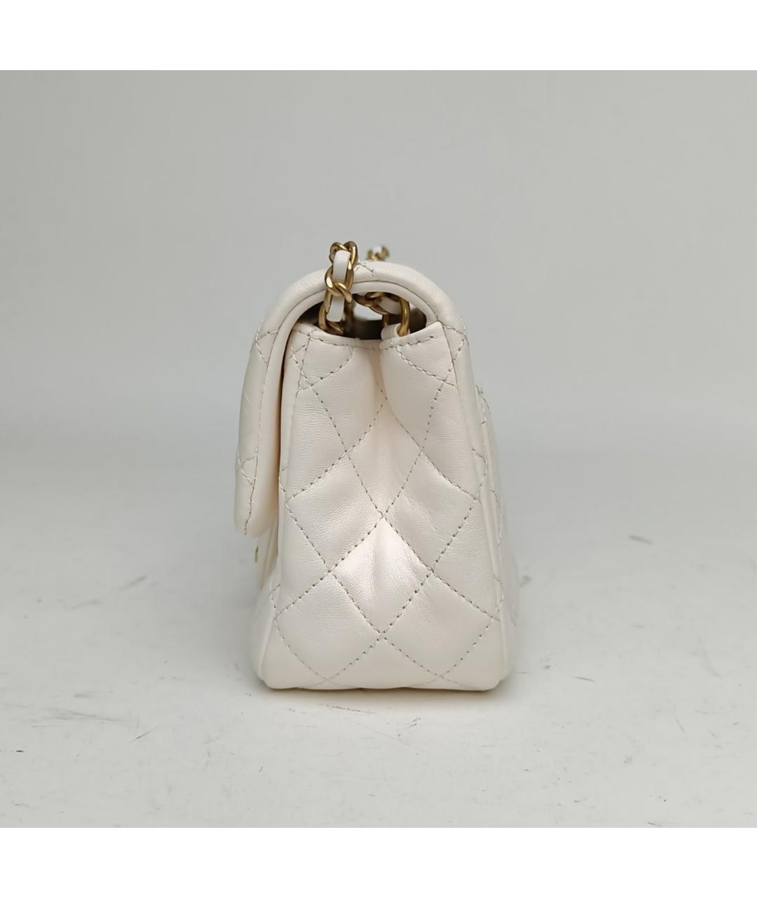 CHANEL Белая кожаная сумка через плечо, фото 3
