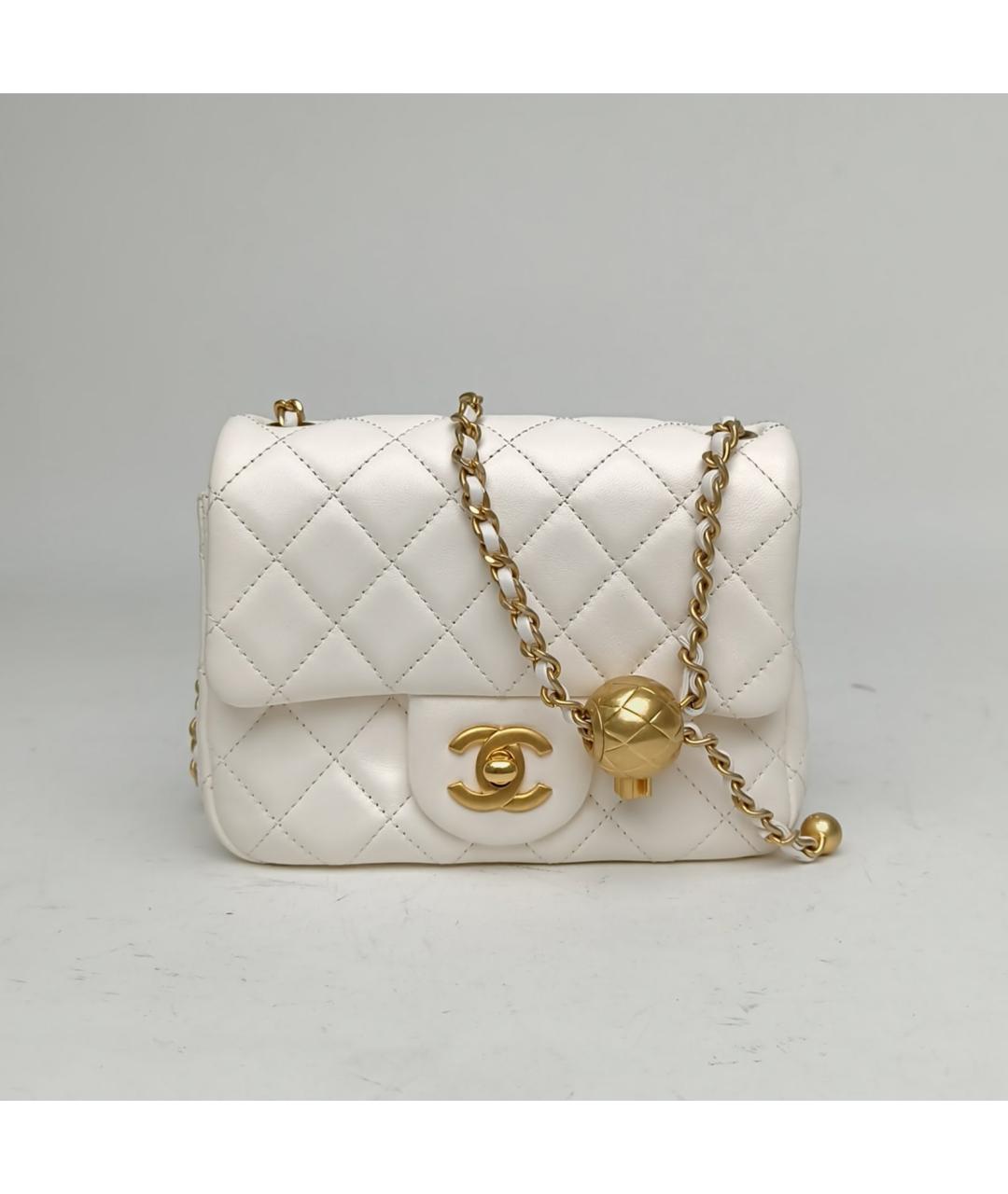 CHANEL Белая кожаная сумка через плечо, фото 2