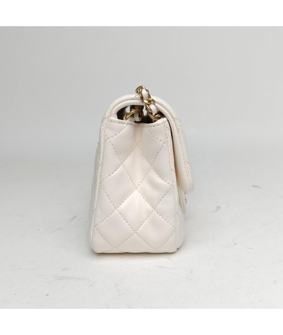 CHANEL Белая кожаная сумка через плечо, фото 5