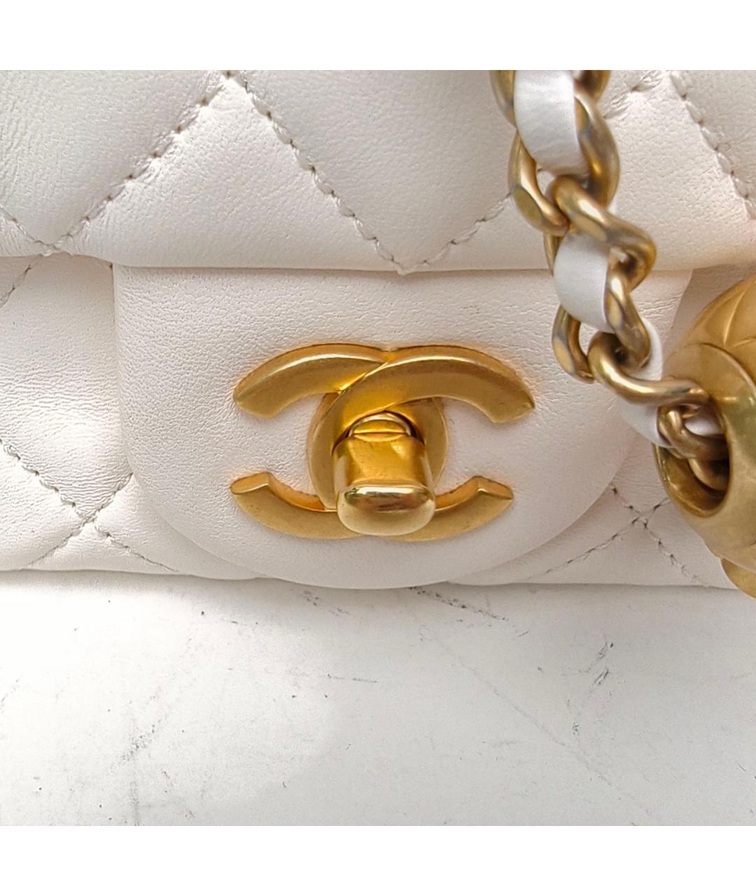 CHANEL Белая кожаная сумка через плечо, фото 8
