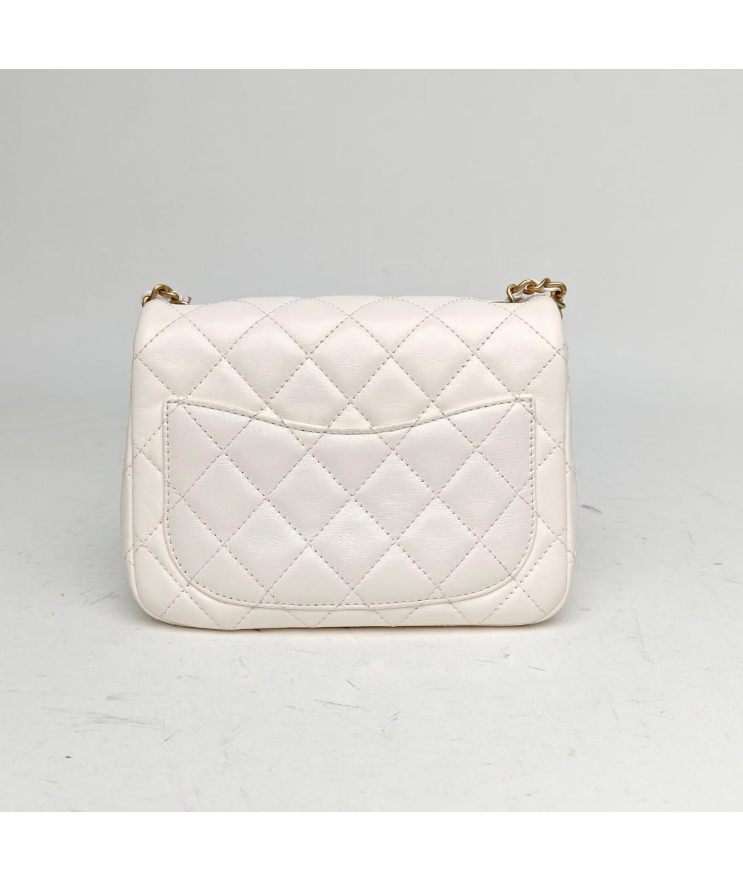 CHANEL Белая кожаная сумка через плечо, фото 4