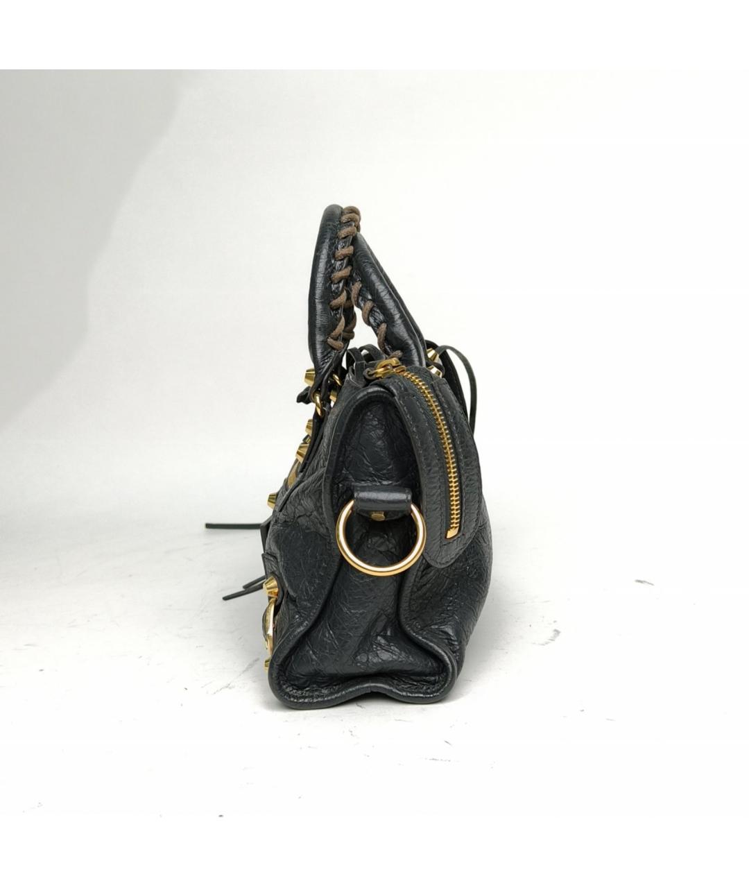 BALENCIAGA Антрацитовая кожаная сумка с короткими ручками, фото 3