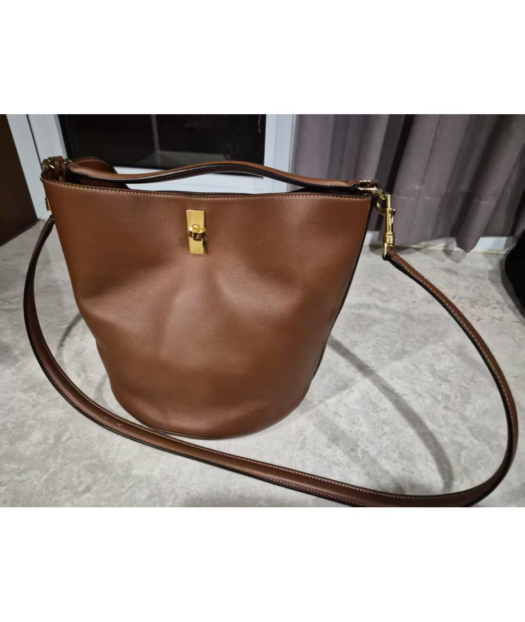 CELINE Коричневая кожаная сумка через плечо, фото 9