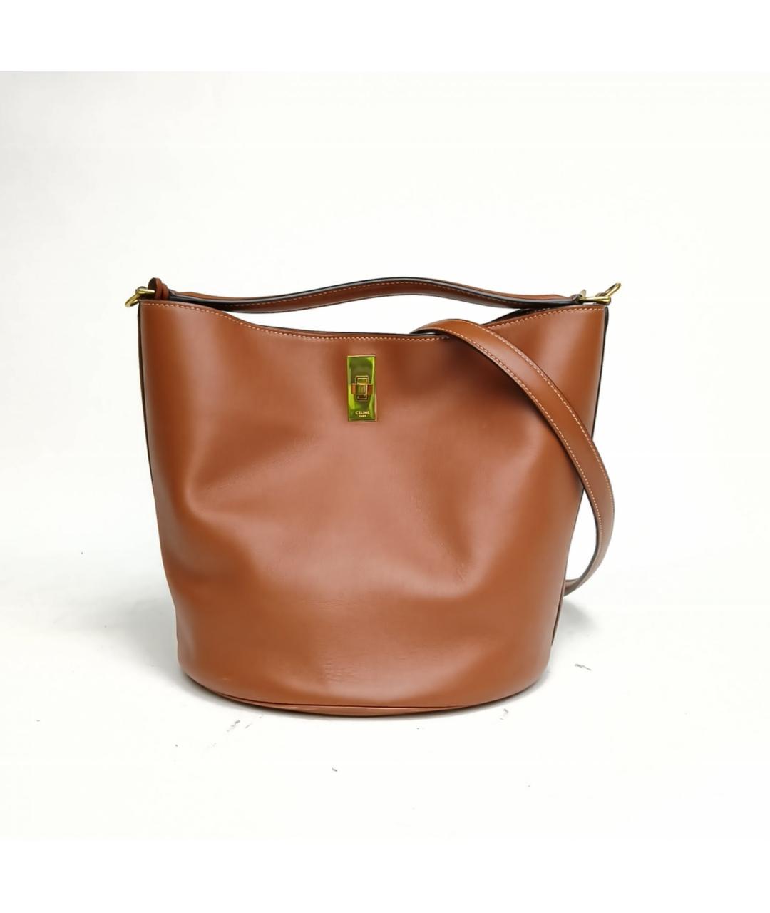 CELINE Коричневая кожаная сумка через плечо, фото 2